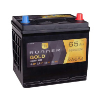65Ah R+ Runner 12V 640 А, корпус: D23, крепление: B01, клеммы: конуc