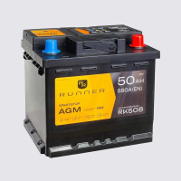 50Ah R+ Runner AGM 12V 550 А, корпус: L1, крепление: B13, клеммы: конуc