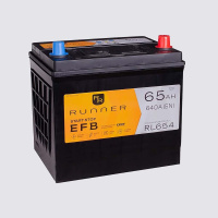 65Ah R+ Runner EFB 12V 680 А, корпус: D23, крепление: B00, клеммы: конуc