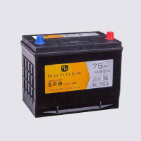 75Ah R+ Runner EFB 12V 740 А, корпус: D26, крепление: B13, клеммы: конуc