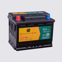 62Ah L+ Runner 12V 580 А, корпус: L2, крепление: B13, клеммы: конуc