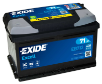 71Ah R+ Exide Excell 12V 670 А, корпус: LB3, крепление: B13, клеммы: конуc