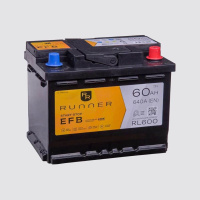60Ah R+ Runner EFB 12V 640 А, корпус: L2, крепление: B13, клеммы: конуc
