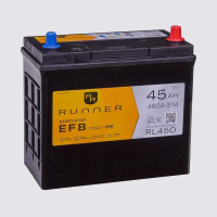 45Ah R+ Runner EFB 12V 480 А, корпус: B24, крепление: B00, клеммы: тонкий конус