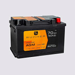 70Ah R+ Runner AGM 12V 760 А, корпус: L3, крепление: B13, клеммы: конуc