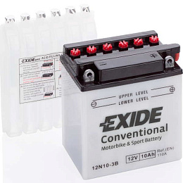 Мото аккумулятор 10Ah  обратная EXIDE TECHNOLOGIES 

Жидкий электролит 12V 110 А