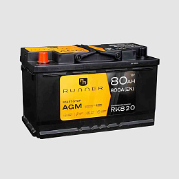 Аккумулятор 80Ah  прямая RUNNER 

AGM 12V 800 А для легкового автомобиля
