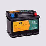 60Ah R+ Runner 12V 540 А, корпус: LB2, крепление: B13, клеммы: конуc