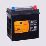 45Ah R+ Runner AGM 12V 450 А, корпус: Asia(б/б), крепление: , клеммы: конуc